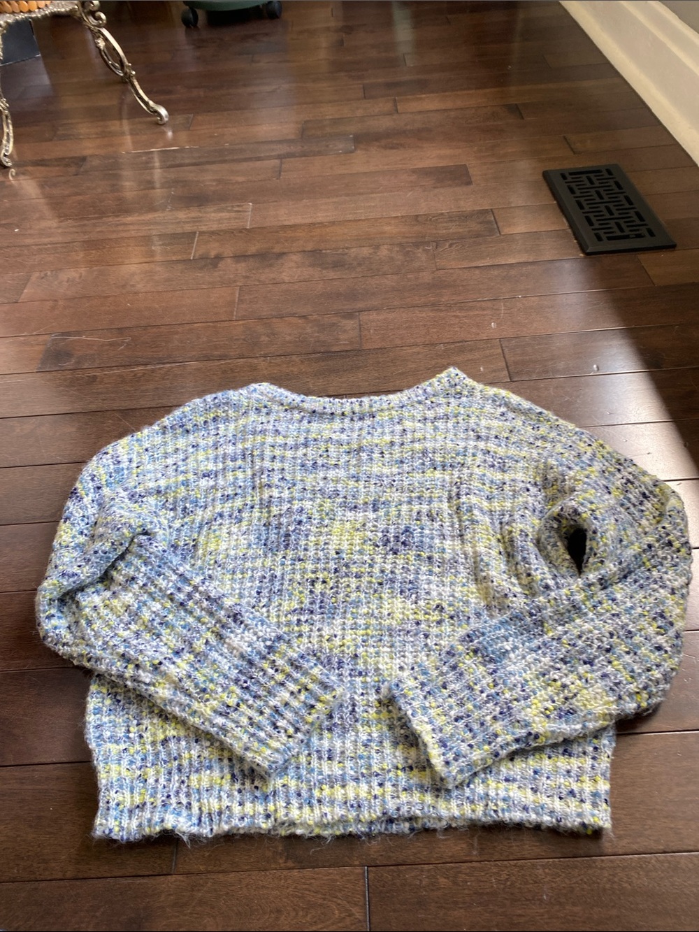 Soft Knit Women's Heathered Blue & Yellow Sweater